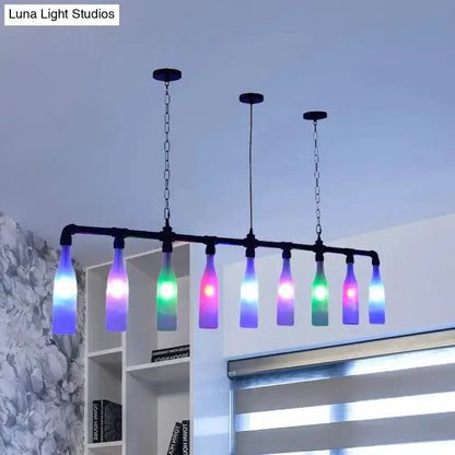 Modern 7-light wine bottle island pendant with colorful glass shades by Decorbites on Tampa Home & Garden Store