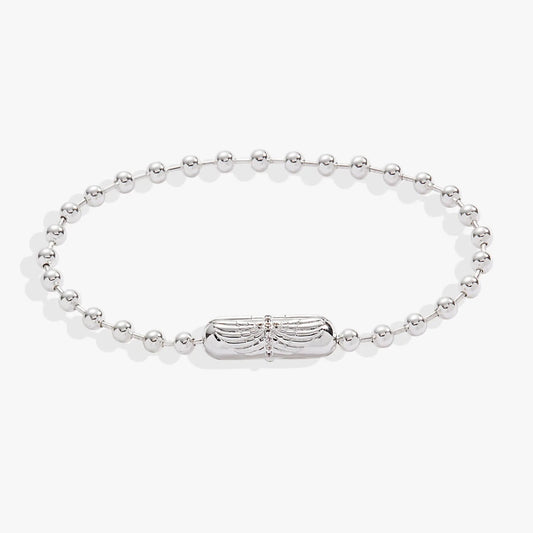 Wings with Cross Barrel Closure Bracelet silver-tone beaded chain Alex and Ani on Tampa Home & Garden Store