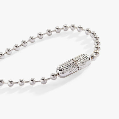 Wings with Cross Barrel Closure Bracelet, silver-tone beaded chain with barrel clasp on Tampa Home & Garden Store