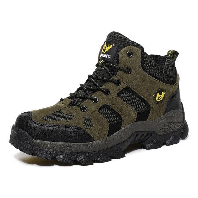 Stevvex men's winter hiking boots olive green and black high-top lace-up with rugged anti-slip sole on Tampa Home & Garden Store