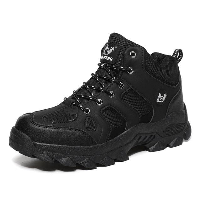 Stevvex men's winter ankle boot in black leather with collar and anti-slip sole on Tampa Home & Garden Store