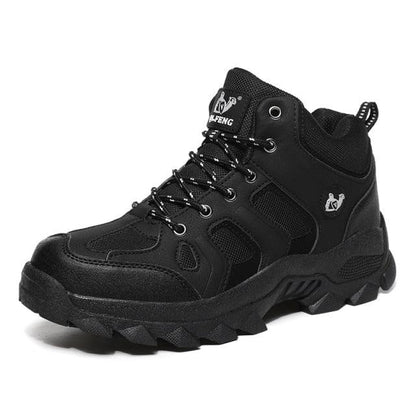 Stevvex men's winter ankle boot in black leather with collar and anti-slip sole on Tampa Home & Garden Store