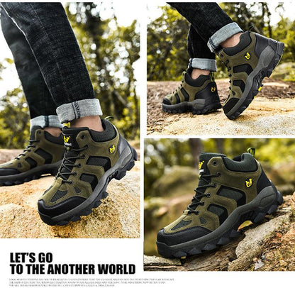 Stevvex men's winter ankle boots green with black outsole and yellow logo, lace-up boots on Tampa Home & Garden Store