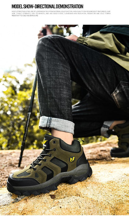 Stevvex men's winter hiking boots olive green and black, high-top lace-up, rugged sole on Tampa Home & Garden Store