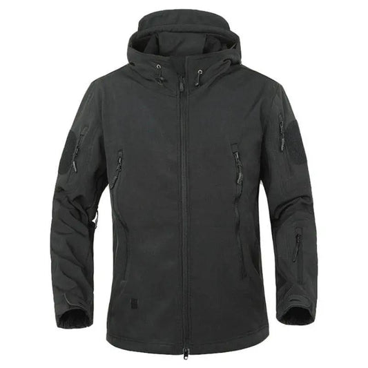 Stevvex men's black windbreaker jacket waterproof hooded coat with multiple zip pockets on Tampa Home & Garden Store