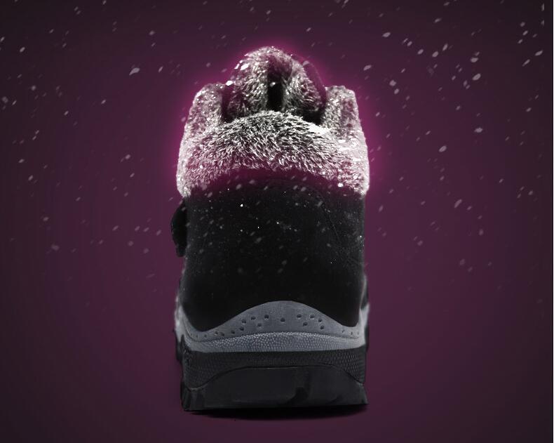 Winter fur-lined boots, black upper with gray sole, high-top ankle snow boot by Stevvex on Tampa Home & Garden Store