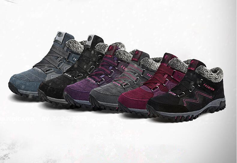 Stevvex winter boots with fur lining, six high-top leather boots blue with anti-slip soles on Tampa Home & Garden Store