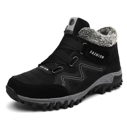 Stevvex winter boots with fur lining, black high-top ankle boot, rugged anti-slip sole on Tampa Home & Garden Store