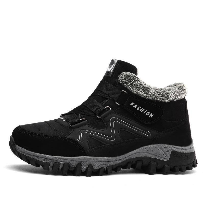 Stevvex winter boots with fur, black high-top snow boots, rugged rubber sole on Tampa Home & Garden Store