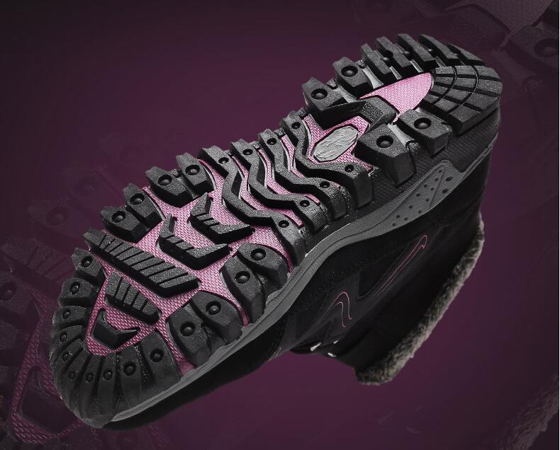 Stevvex winter boots with fur lining, pink-accent rugged outsole, high-top anti-slip design on Tampa Home & Garden Store