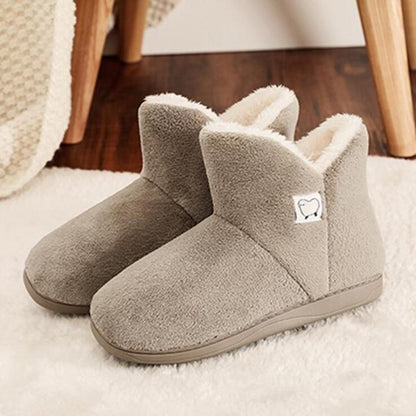 Stevvex women's winter cotton slippers beige plush with warm fur lining memory foam closed-back pair on Tampa Home & Garden Store