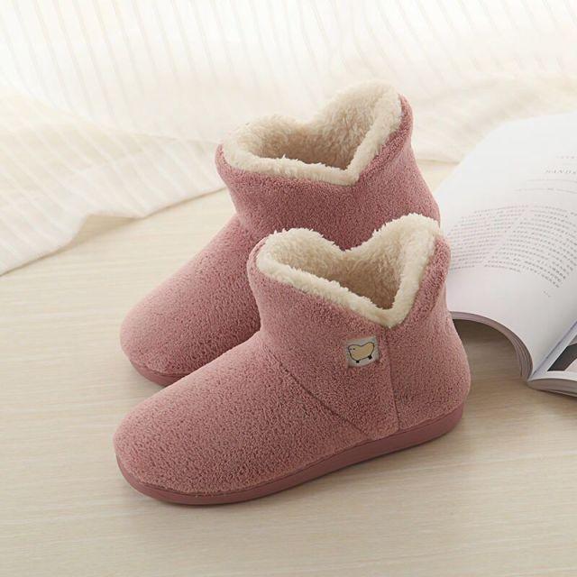 Stevvex pink women's winter slippers with faux fur lining memory foam closed back on Tampa Home & Garden Store