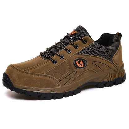 Stevvex winter hiking shoe tan suede upper with black mesh collar and rugged non-slip outsole on Tampa Home & Garden Store
