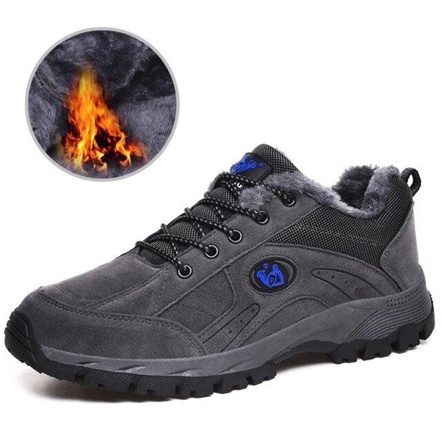 Stevvex winter warm hiking shoe, gray/black, faux fur lining, lightweight and non-slip outsole on Tampa Home & Garden Store