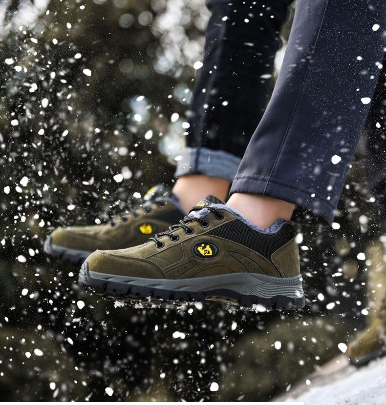 Stevvex winter hiking shoes with olive-brown suede upper and rugged non-slip outsole on Tampa Home & Garden Store