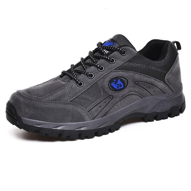Stevvex men's winter hiking shoe in dark gray suede and mesh with rugged non-slip outsole on Tampa Home & Garden Store