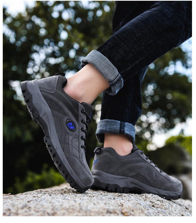Winter hiking shoes Stevvex, men's gray, lightweight non-slip outdoor sneakers on trail on Tampa Home & Garden Store