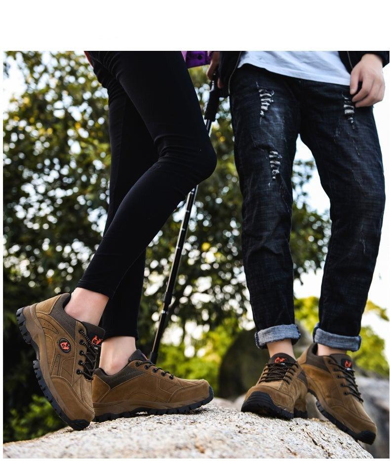 Stevvex brown suede winter hiking shoes for men, low-top with non-slip rugged outsole on Tampa Home & Garden Store