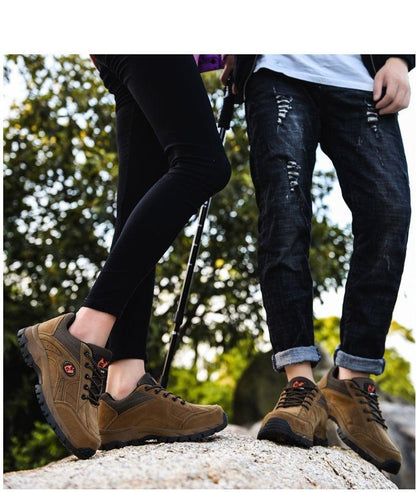 Stevvex brown suede winter hiking shoes for men, low-top with non-slip rugged outsole on Tampa Home & Garden Store