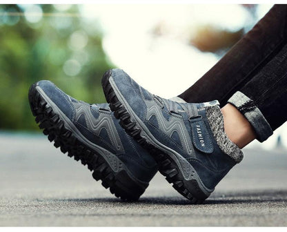 Winter boots Stevvex blue gray fur-lined high-top with rugged lug sole on Tampa Home & Garden Store