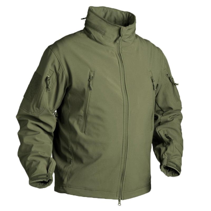 Winter Fleece Jacket Men Stevvex olive green with front zip and multiple zip pockets on Tampa Home & Garden Store