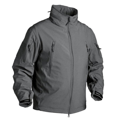 Stevvex men's grey winter fleece jacket with multiple zip pockets and high collar on Tampa Home & Garden Store