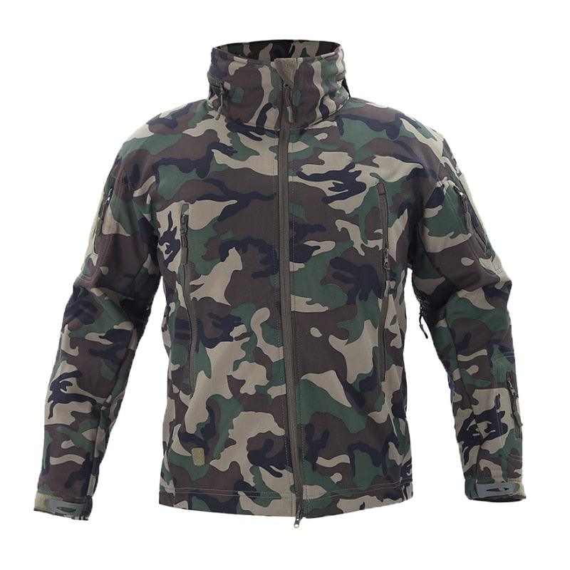 Men's Stevvex camouflage winter fleece jacket with full zip, soft waterproof windbreaker on Tampa Home & Garden Store