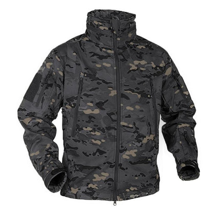 Stevvex camouflage winter fleece jacket for men, full-zip, high collar, zip pockets on Tampa Home & Garden Store