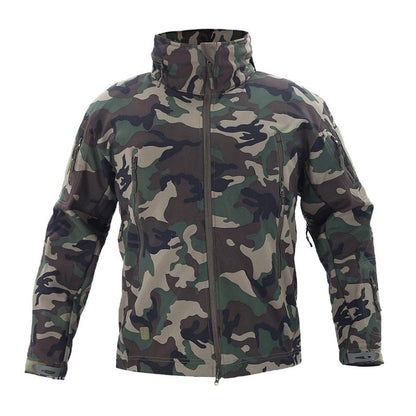 Men's camouflage winter fleece jacket by Stevvex, waterproof full-zip with high collar on Tampa Home & Garden Store