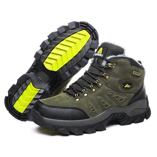 Stevvex winter hiking boots olive green upper black rugged outsole on Tampa Home & Garden Store