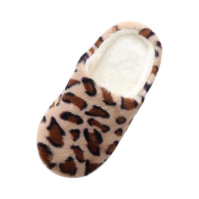 Stevvex furry leopard slippers memory foam shoes for women on Tampa Home & Garden Store