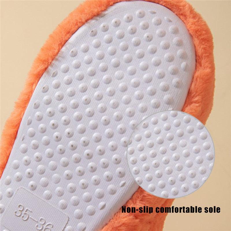 Winter women plush slippers Stevvex orange fluffy open-toe with dotted non-slip sole size 35-38 on Tampa Home & Garden Store