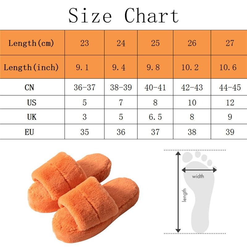 Stevvex women orange plush fur slippers open-toe indoor house slides pair on Tampa Home & Garden Store