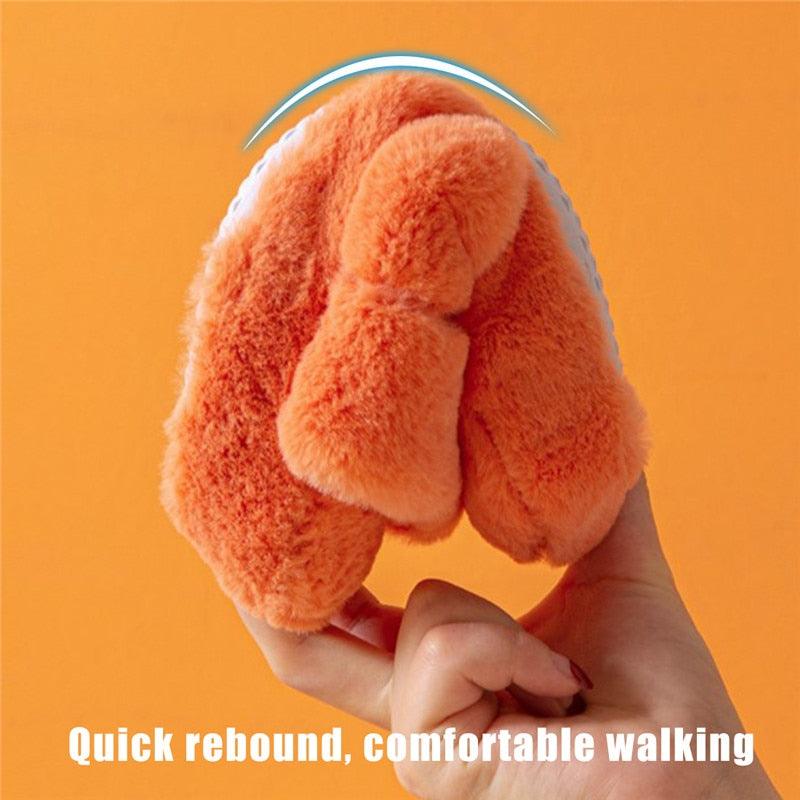 Stevvex plush orange fur slippers with fluffy open-toe design and soft sole for indoor wear on Tampa Home & Garden Store