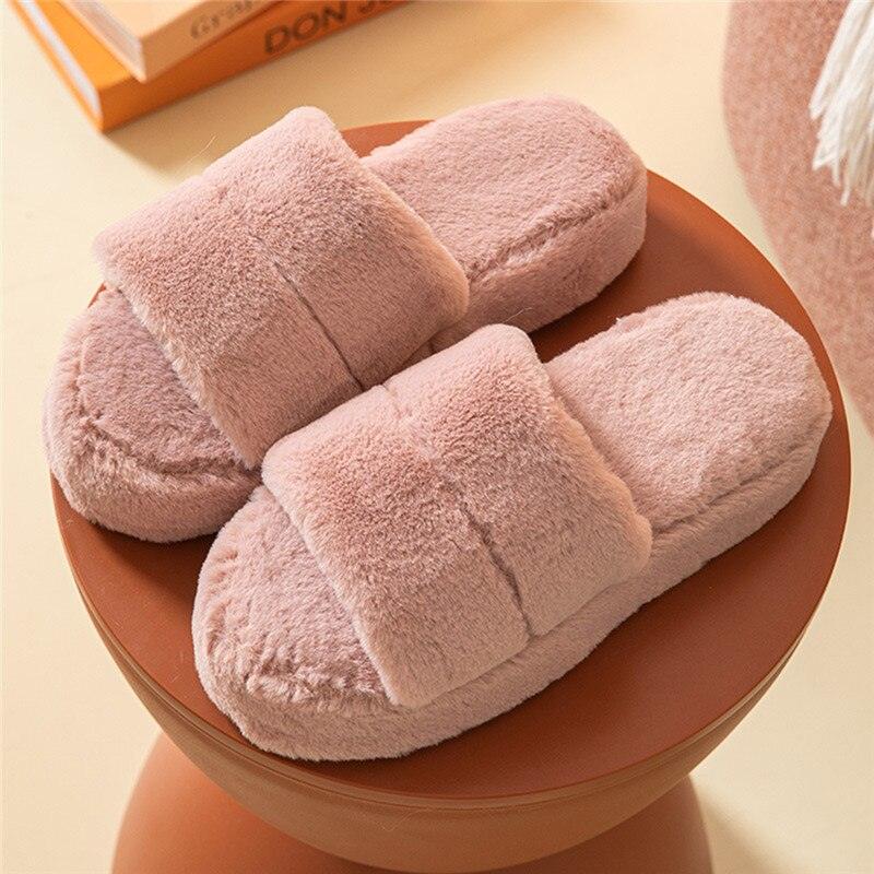 Women's Stevvex plush fluffy slippers with thick fuzzy soles indoor pink slides on Tampa Home & Garden Store