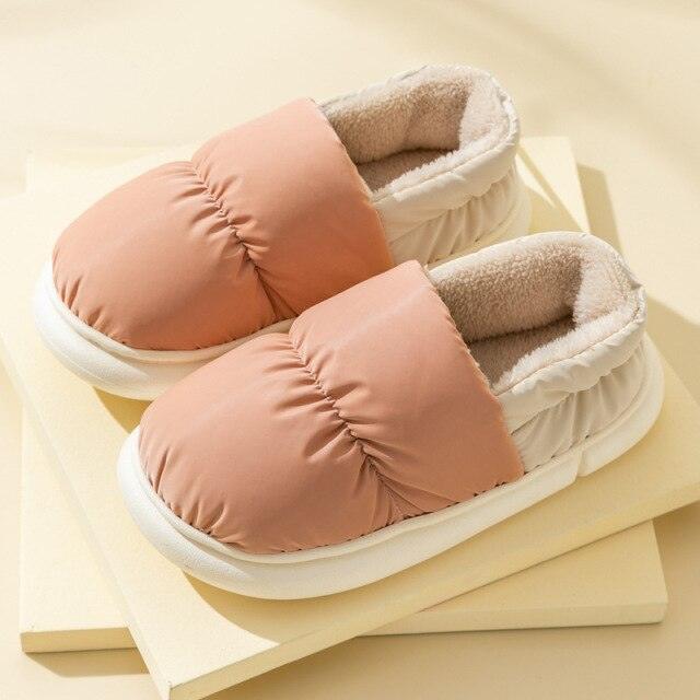 Women pink padded faux-fur slippers pair with plush lining and memory foam sole, winter on Tampa Home & Garden Store