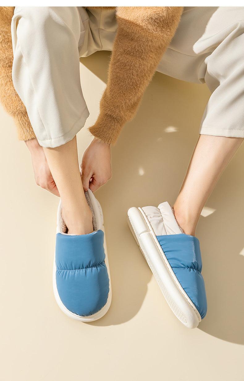 Stevvex blue fur slippers for women with sole plush lining memory foam comfort home shoes on Tampa Home & Garden Store