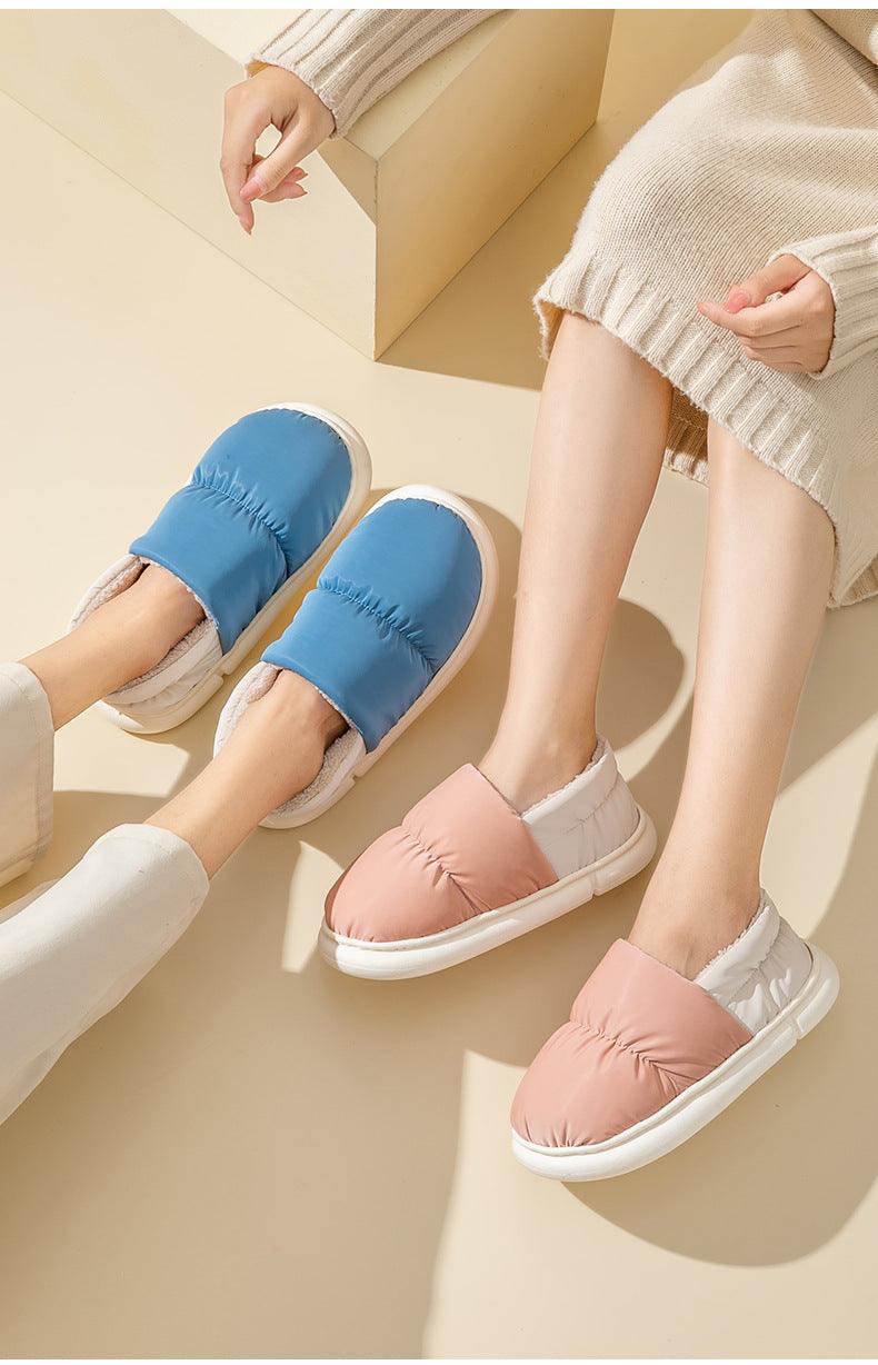 Stevvex warm fur slippers, blue and pink, plush memory foam, indoor/outdoor house shoes on Tampa Home & Garden Store