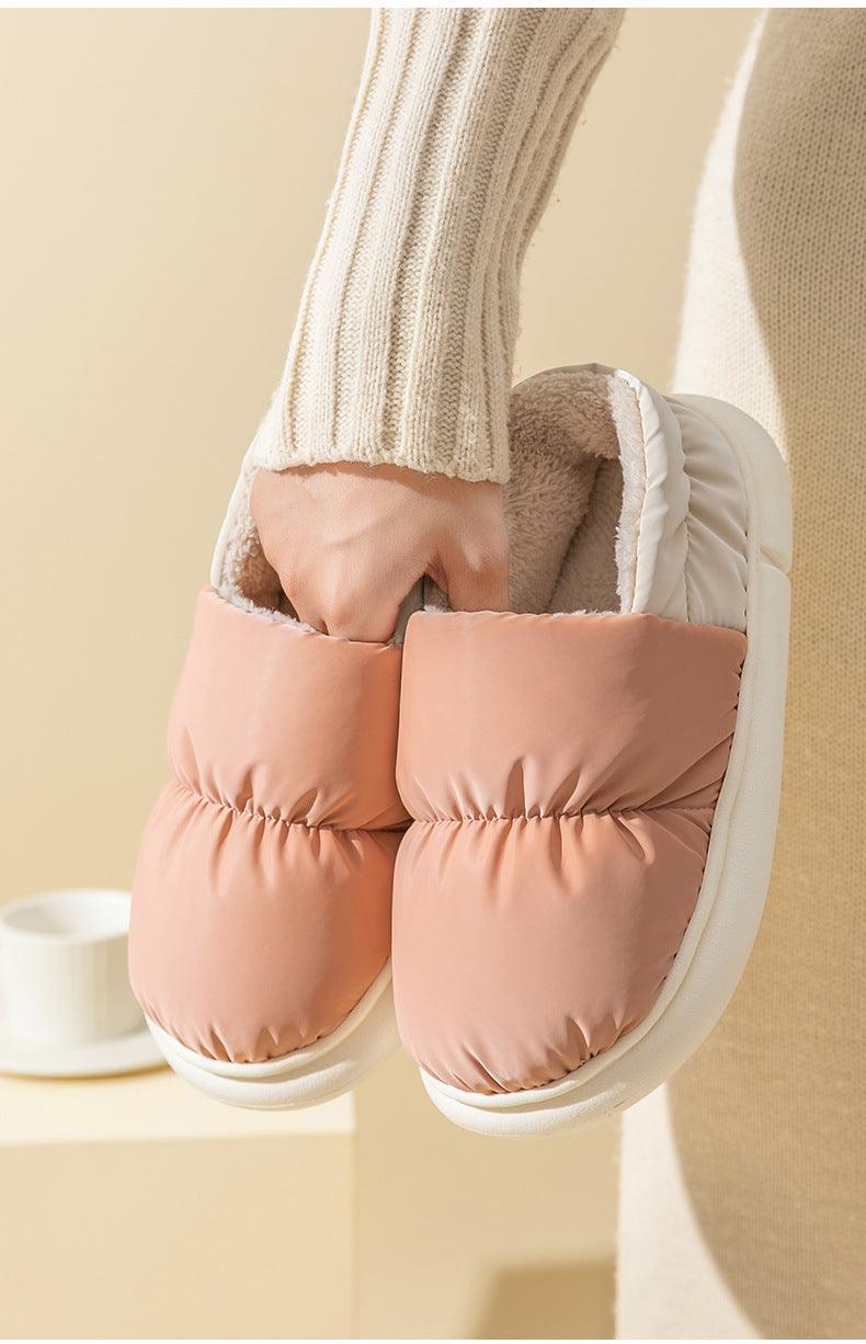 Stevvex pink quilted fur slippers with plush lining and white sole indoor house shoes pair on Tampa Home & Garden Store