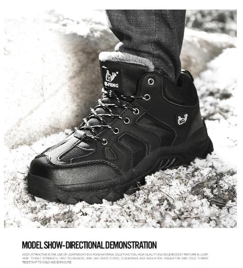 Winter Leather Boots for Men with Fur Warmth