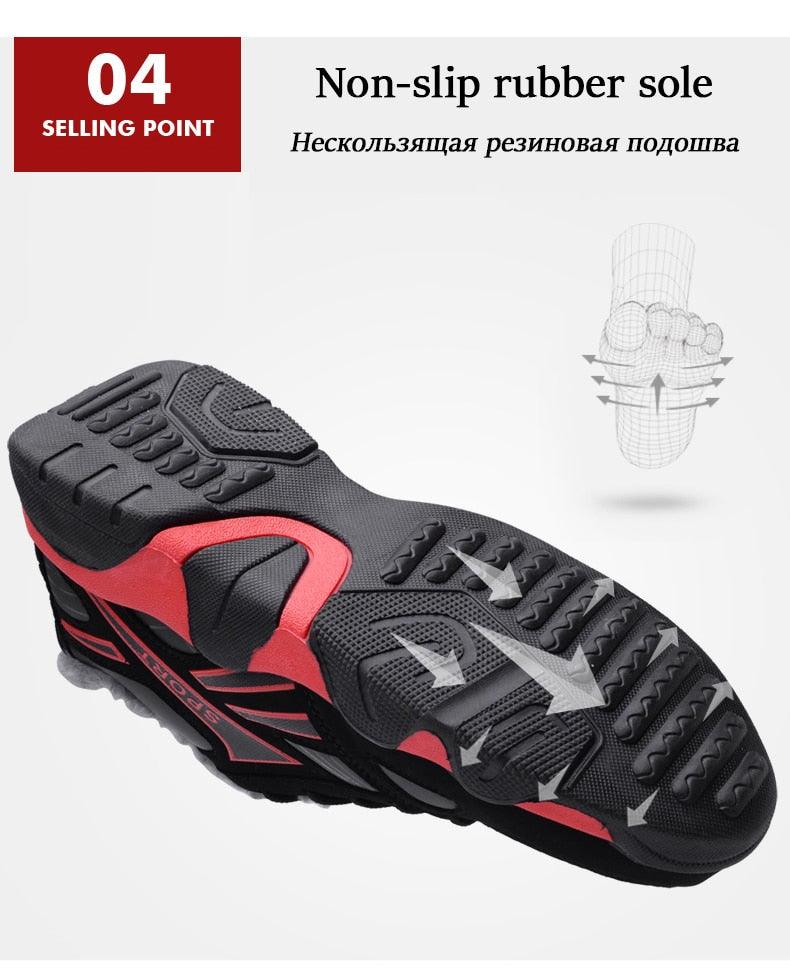 Winter leather sneakers for men with black/red accents and rugged anti-slip rubber sole Stevvex on Tampa Home & Garden Store