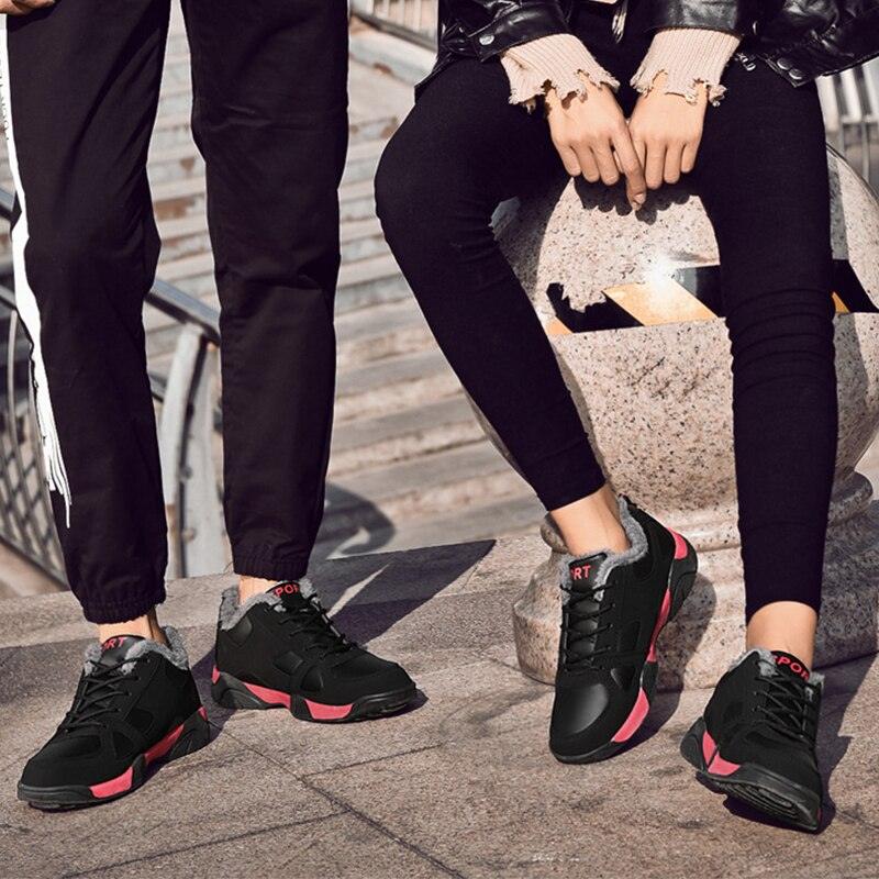 Stevvex black winter leather sneakers for men pink accents lace-up anti-slip sole on Tampa Home & Garden Store