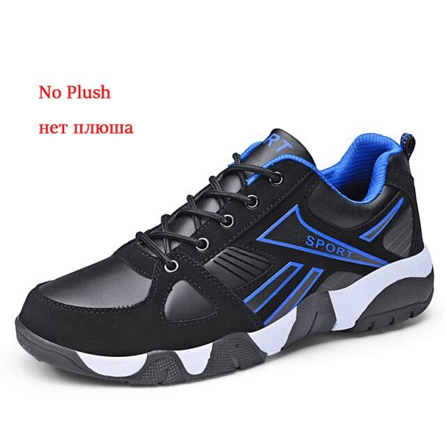 Stevvex men's sneakers black leather waterproof lace-up casual walking shoes on Tampa Store on Tampa Home & Garden Store