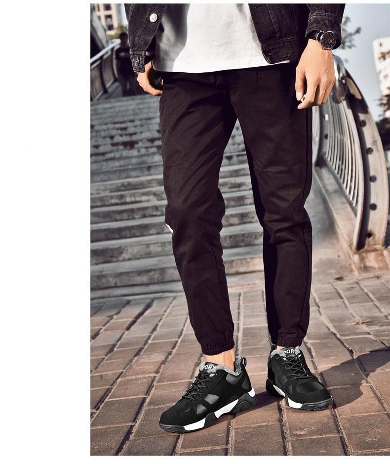 Stevvex men's winter leather sneakers black waterproof lace-up anti-slip casual walking shoes on Tampa Home & Garden Store