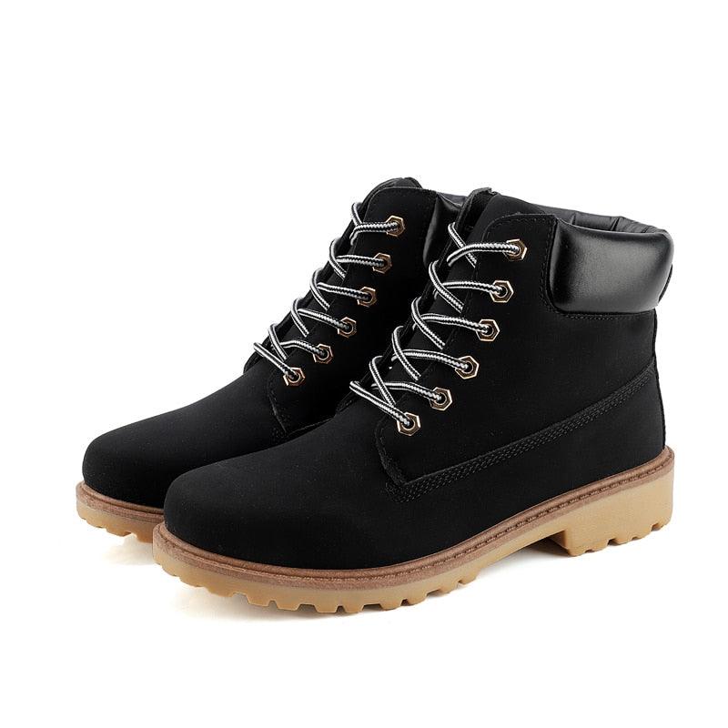 Stevvex black lace-up ankle boots tan sole men's winter boots on Tampa Home & Garden Store on Tampa Home & Garden Store