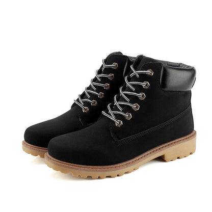 Stevvex black lace-up ankle boots tan sole men's winter boots on Tampa Home & Garden Store on Tampa Home & Garden Store