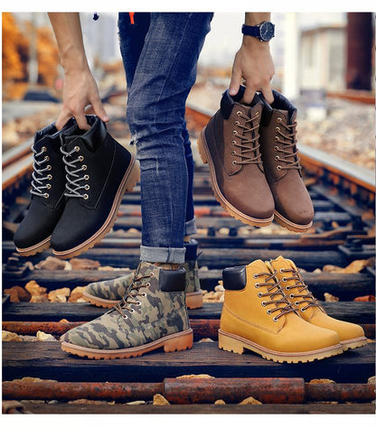 Stevvex Winter Luxury Boots fur-lined leather ankle boots black brown tan camo 4 styles on Tampa Home & Garden Store