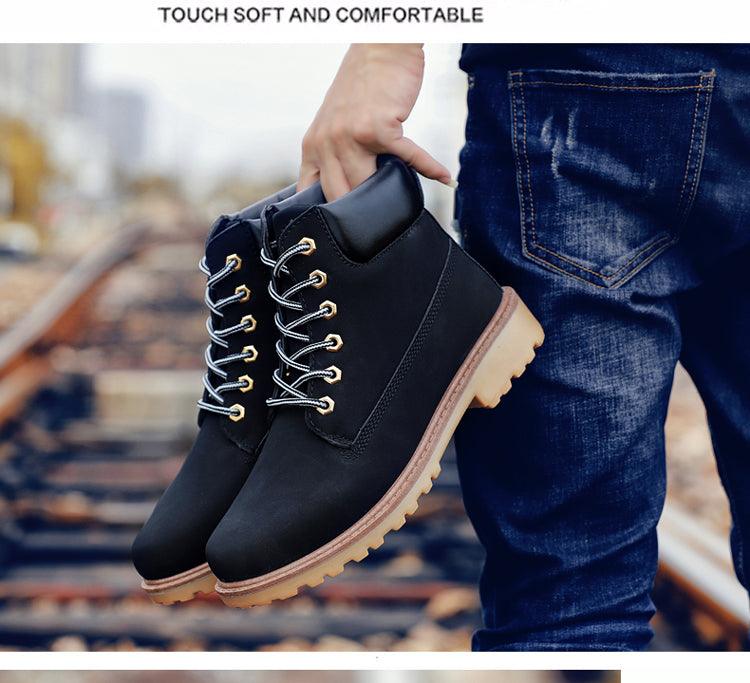 Winter luxury mens boots Stevvex black fur-lined ankle boots with lace-up and outsole on Tampa Home & Garden Store
