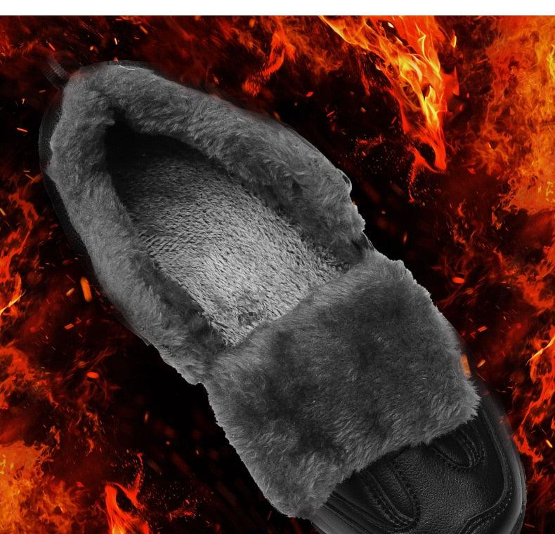 Stevvex winter fur-lined leather boots for men with black exterior on Tampa Home & Garden Store