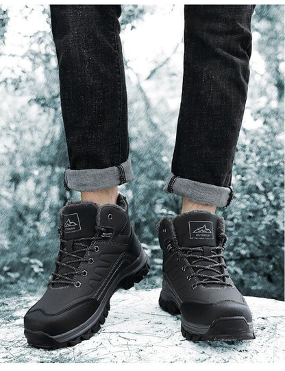 Stevvex pair of winter men's boots with plush fur lining, waterproof leather upper, outsole on Tampa Home & Garden Store
